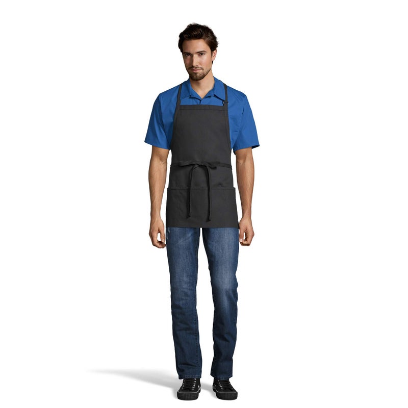 Uncommon Threads mens Adjustable 3 Pocket Restaurant Bib Apron, Black, One Size US - Image 1